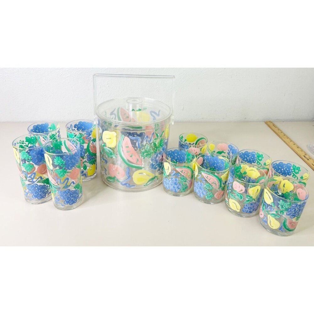 VTG Stotter Acrylic Fruit Ice Bucket w/ Cups (Set Of 13 Pieces) -see Descrip GUC